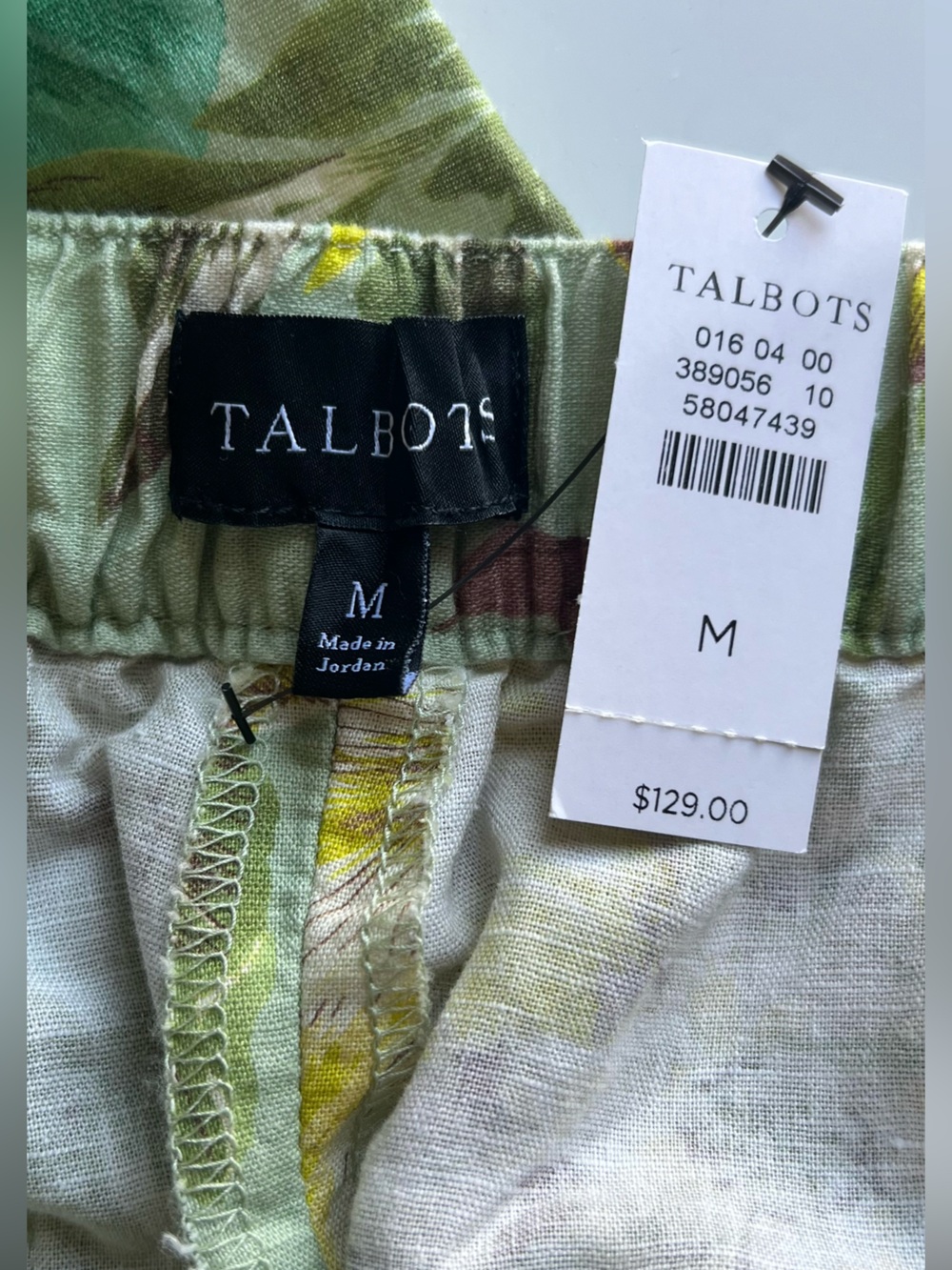 TALBOTS WIDE LEG WASHED LINEN PANTS - DYNAMIC FLORAL Green M NWT - Picture 7 of 11